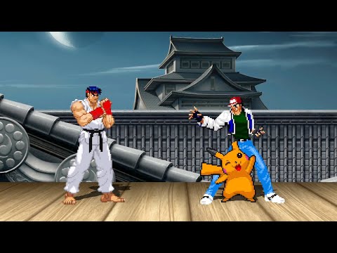 ASH KETCHUM & PIKACHU vs RYU vs KEN - REQUESTED BATTLE #15 - HARDEST LEVEL BATTLE GAMEPLAY