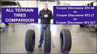 All Terrain Tire Comparison. Cooper Discoverer AT3 4S, Discoverer AT3 LT, Discov