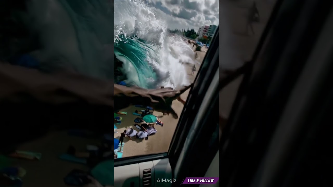 Massive Wave Wipes Out Beachgoers! 😱🌊 Rising Sea Levels Are No Joke! #ClimateChange #Tsunami #Beach