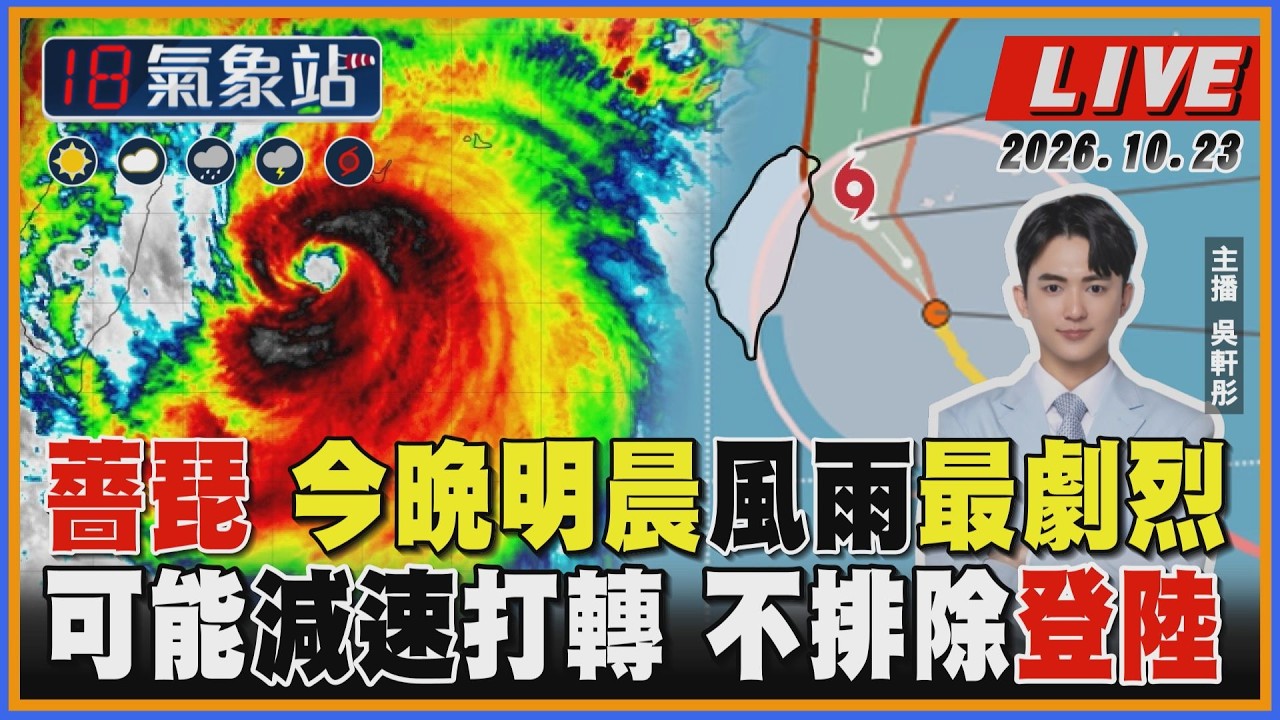【TVBS18氣象站】薔琵 今晚明晨風雨最劇烈 可能減速打轉 不排除登陸