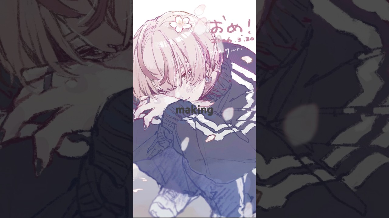 hpb! #夜透遥 #illustration #drawing #procreate #イラスト #メイキング #spring #shorts #桜 #春 #boydrawing #vtuber