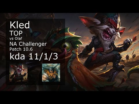 Kled Top vs Olaf - NA Challenger 11/1/3 Patch 10.6 Gameplay
