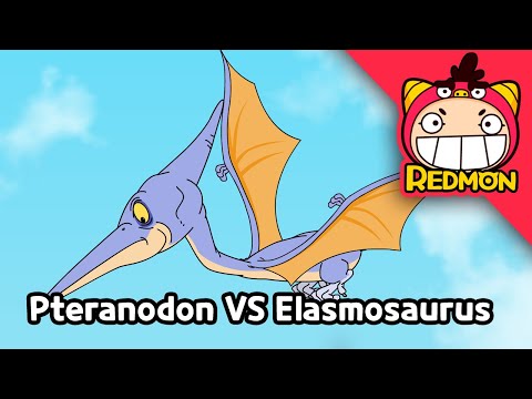 Pteranodon VS Elasmosaurus | Dinosaurs Battle | Giganotosaurus | 4K cartoon | REDMON