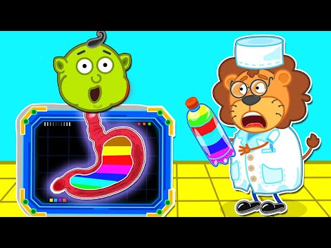 No No Stomach Is Full of Rainbow Water 🍒 Kids Healthy Habits | Lion Family | Cartoon for Kids