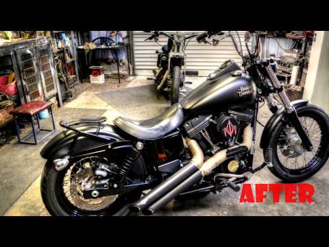 Installing Progressive 11 inch shocks to my Harley Dyna Street Bob. HD GOPRO!