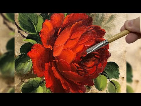 RED ROSE / ACRYLIC PAINTING STEP BY STEP