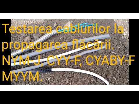 Rezistenta cablurilor la propagarea flăcării: NYM-J, CYY-F, CYABY-F, MYYM.