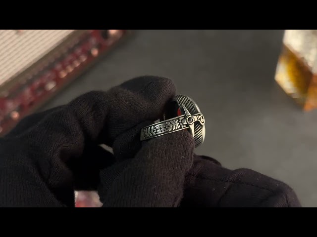 خاتم رجالي فضة استرليني مزين بحجر عقيق أحمر