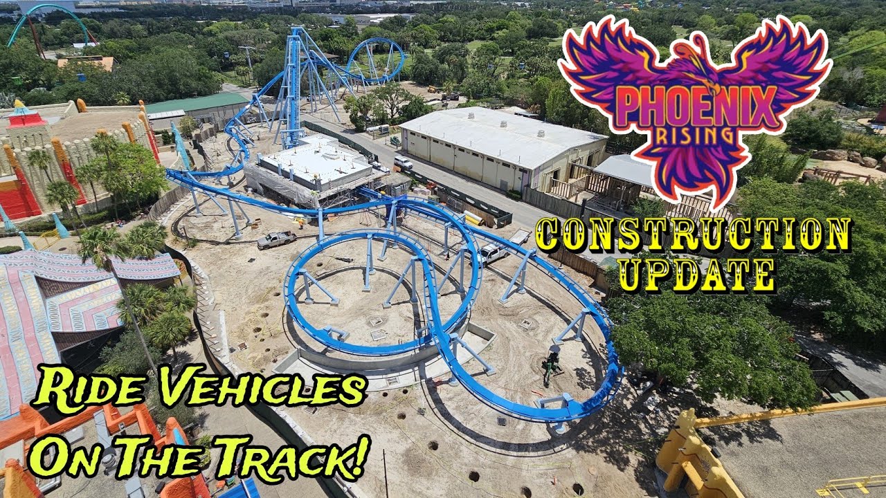 Busch Gardens Tampa Bay Phoenix Rising / General Park Construction Update 5.22.24 Ride Vehicles On!