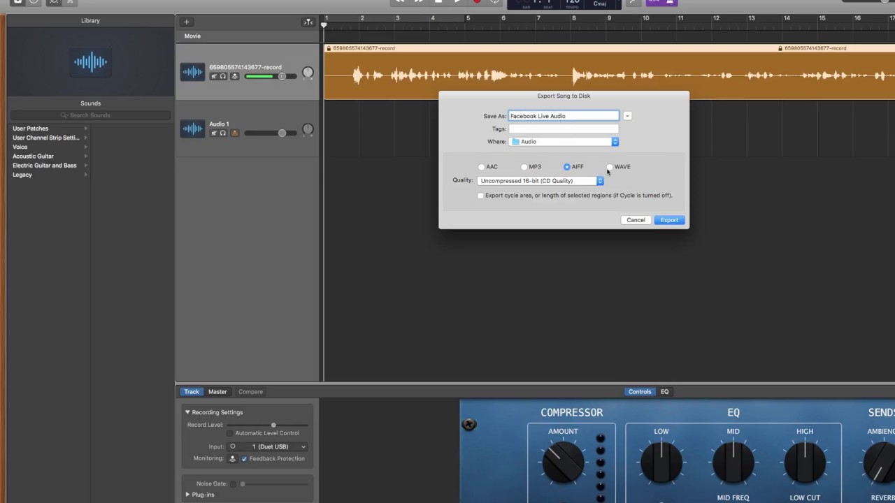 Mit GarageBand Audio aus einem Video ziehen