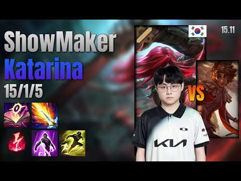 ShowMaker Mid Katarina vs Taliyah lol KR solo rank Full Game 15.11 | 쇼메이커 카타리나 vs 탈리야