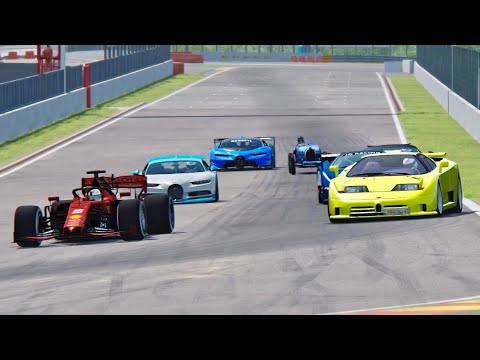 Ferrari F1 2019 vs All Bugatti Supercars - Spa