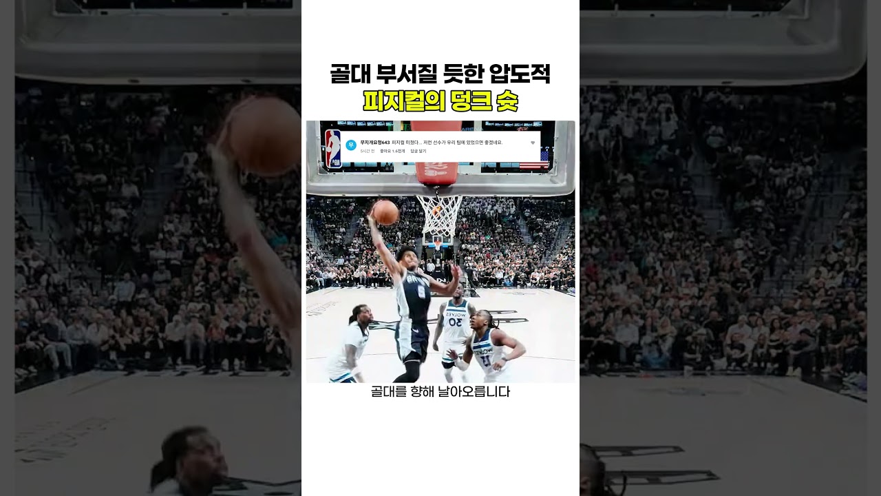 골대 부서질 듯한 압도적 피지컬의 덩크 슛