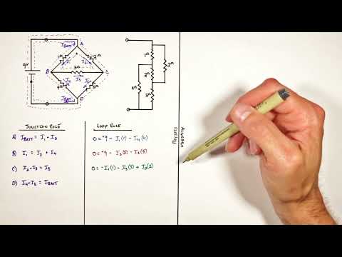 Calculate Equivalent Resistance of a 5 Resistor Bridge Circuit | Kirchhoff's Loop & Junction Rules