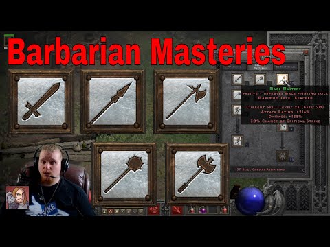 D2R Skills & Abilities - Blade, Axe, Mace, Polearm, & Spear Mastery (Barbarian)