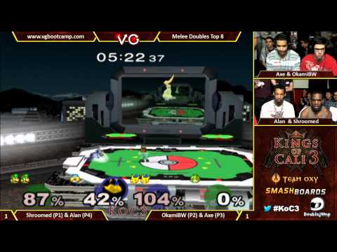 KoC3 - Shroomed & Alan Vs. OkamiBW & Axe SSBM Doubles Top 8 - Mele