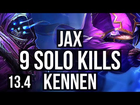 JAX vs KENNEN (TOP) | 9 solo kills, 2.5M mastery, 1200+ games, 17/4/7, Dominating | KR Master | 13.4