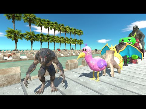 Werewolf vs Godzilla Classic COCONUT DEATH RUN - Animal Revolt Battle Simulator