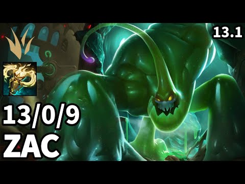 Zac Jungle vs Elise - KR Master  | Patch 13.1