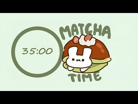 Pomodoro Timer 3x35 | A Matcha Day with Hotot 🍵🍃 | STUDY WITH ME