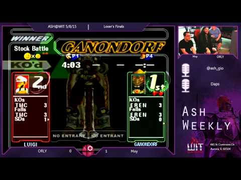 Melee Loser's Finals ASH@WIT 5/8/15 - ORLY (Luigi, Link, Mario) vs Moy (Ganon)