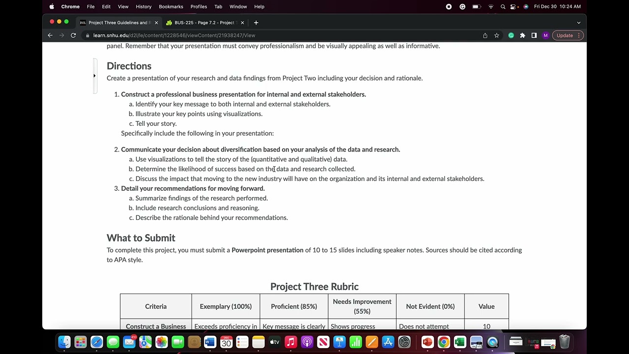 BUS 225 - Project Three Lecture