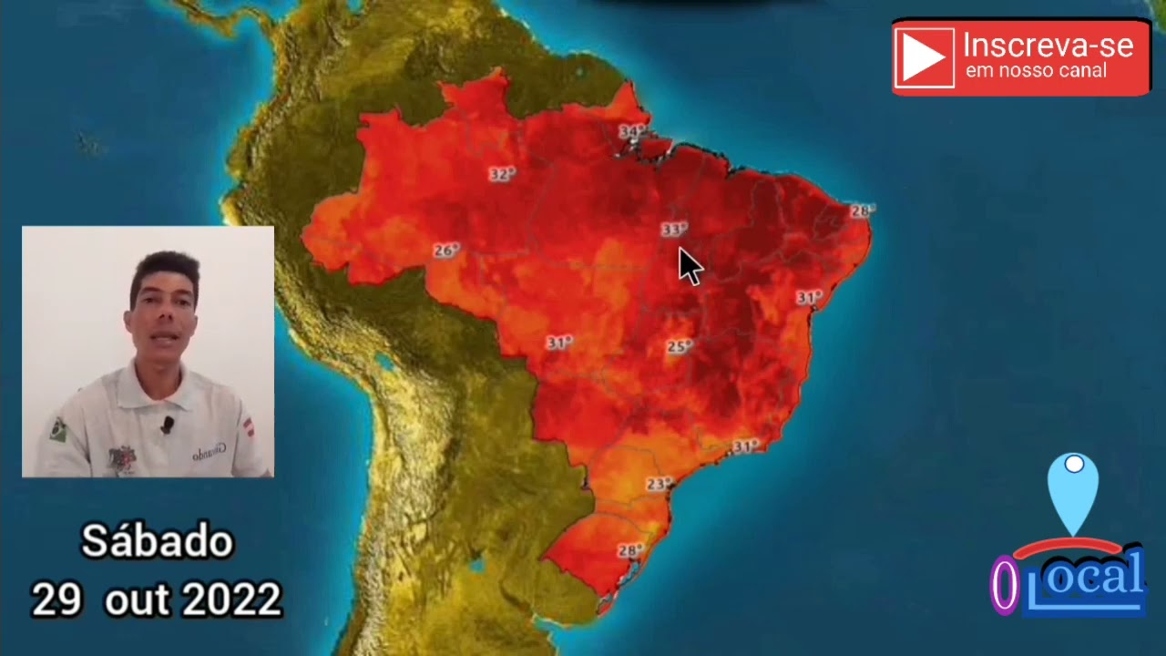 Previsão do tempo para este sábado 29 de outubro de 2022 em todo o Brasil.