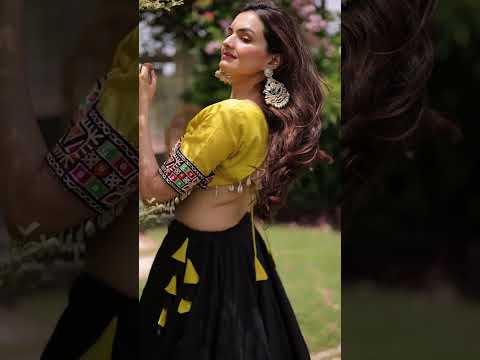 Navratri Special Roman Lehenga Choli Set With Kutchi Gamthi Embroidery & Mirror Lace