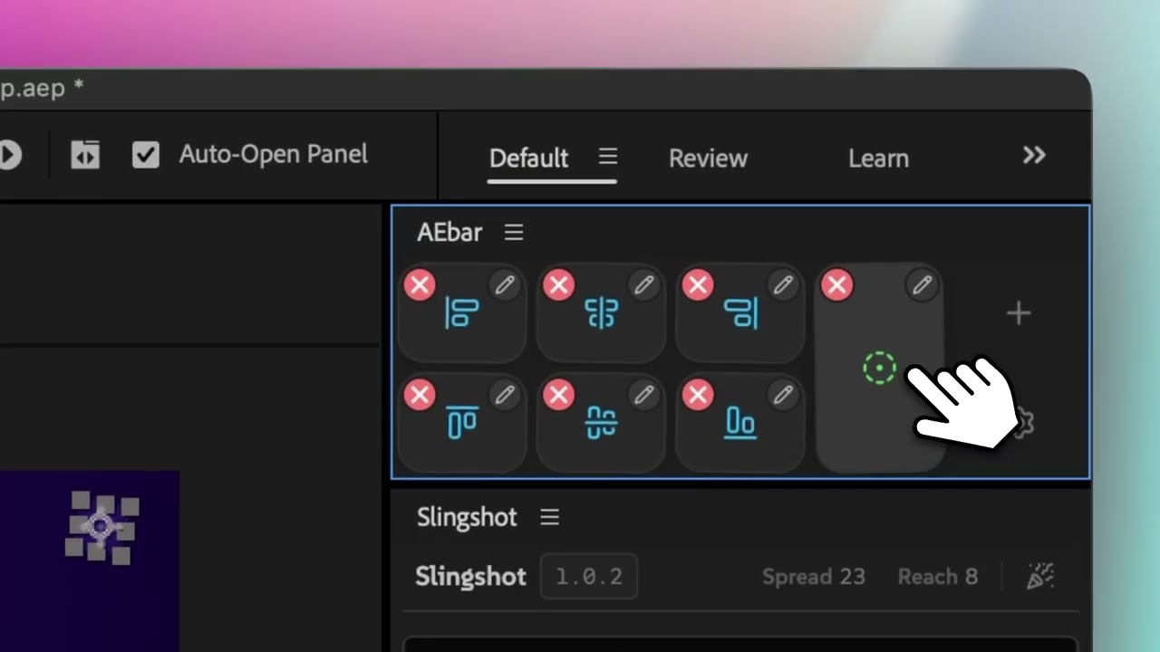 AEbar, custom toolbar builder for After Effects, demo by Davey Design