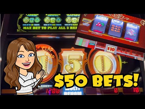 $50 Gold Standard Cash Machine! Double Top Dollar Triple Double Red Hot Strike! Gambling in Vegas!