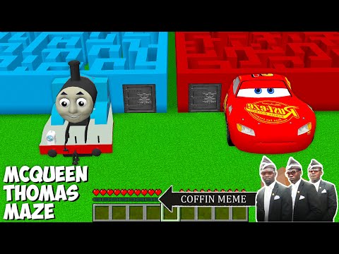 What is the BIGGEST MAZE TO CHOOSE THOMAS or MCQUEEN in Minecraft - Coffin Meme ! SECRET MAZE !