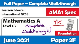 June 2021 Paper 2F | Edexcel IGCSE Maths A | Complete Walkthrough