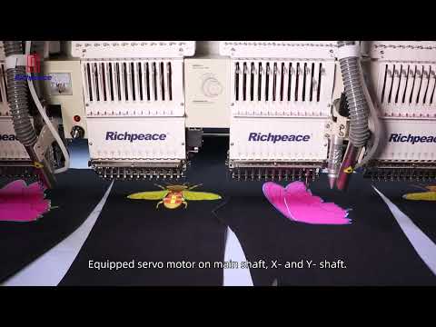 Richpeace 20 head flat embroidery machine with laser cutting device and auto bobbin changer