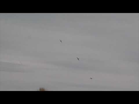 Spitfires, Hurricanes and Messerschmitts in Battle Of Britain scramble at Shoreham Airshow 2013