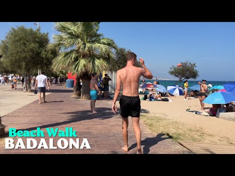 Badalona Beach Walking Tour in July 2024 | Best Beaches in Barcelona, Spain