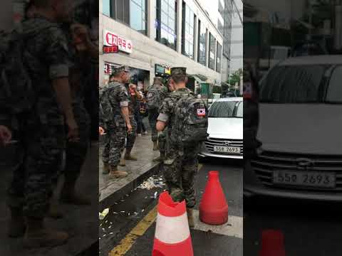 Korean soldiers smoking