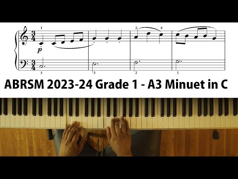 ABRSM 2023-24 Grade 1 Piano Exam - A3 Minuet in C - Alexander Reinagle