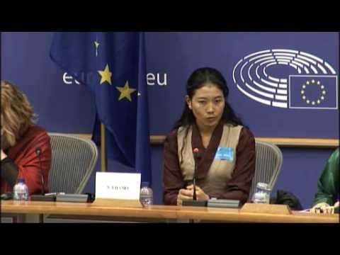 Nyima Lhamo getuigt voor de Subcommissie Mensenrechten van het Europees Parlement