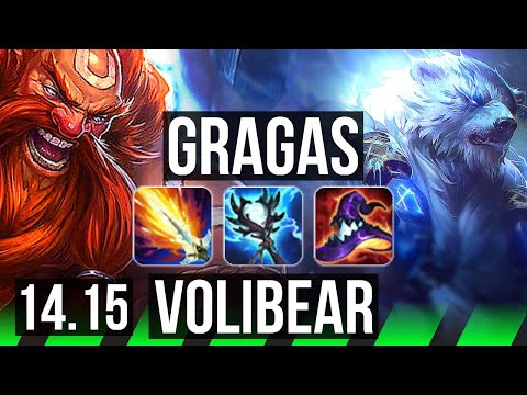 GRAGAS vs VOLIBEAR (JGL) | Rank 1 Gragas, 15/4/12, 500+ games, Rank 23 | EUNE Challenger | 14.15