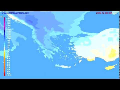 Temperature forecast Greece // modelrun: 00h UTC 2019-12-29