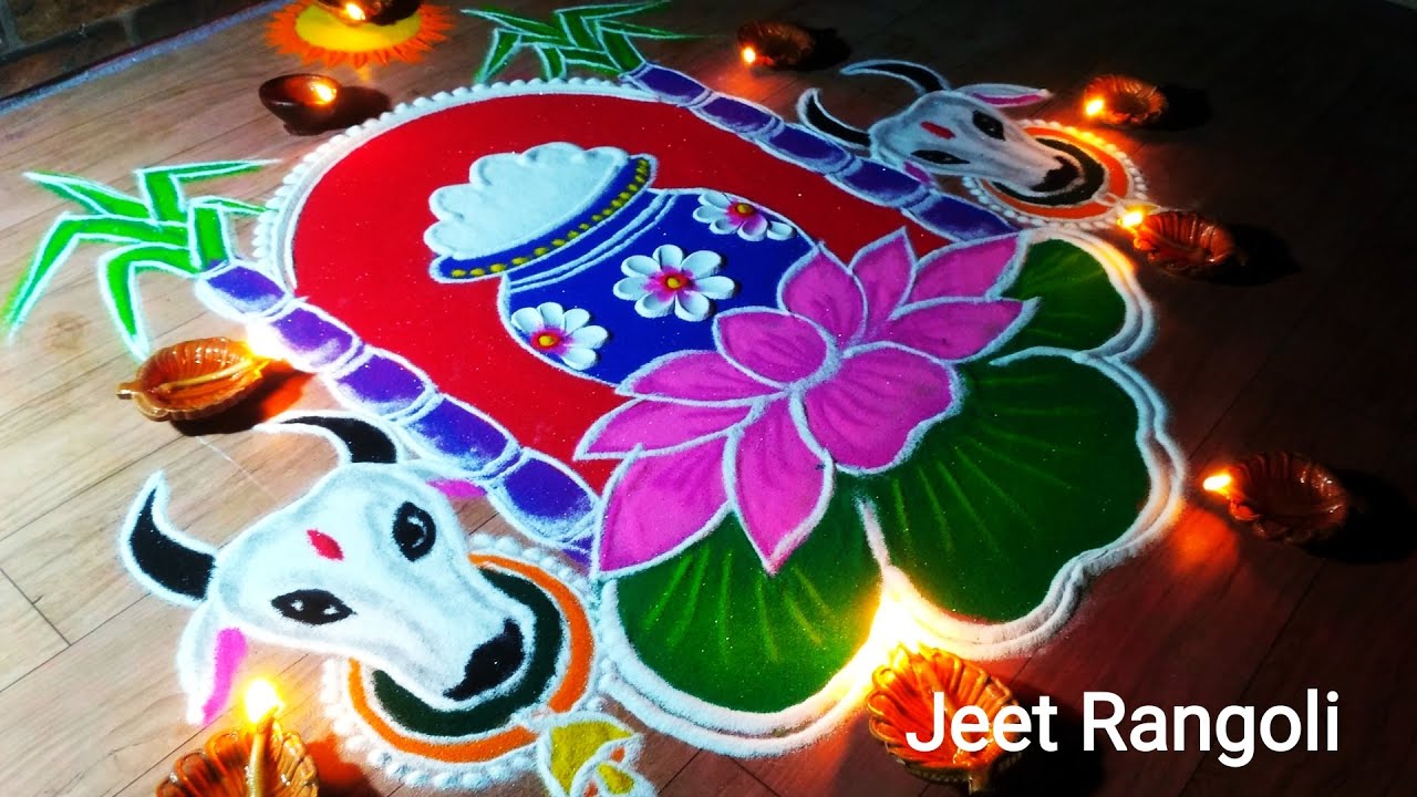 Hindu festival rangoli design for makkar sankranti by jeet 