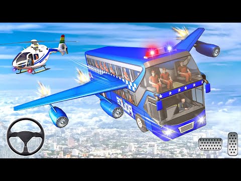 US Police Flying Prison Bus Criminal Transport - Flying Police Bus Driving Games - Android Gameplay