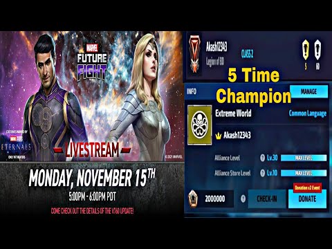 November 2021 Update Livestream Time And 5 Time Champion in Timeline Battle - Marvel Future Fight