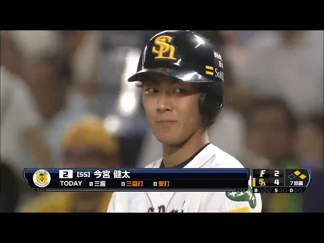 【7回裏】2打席連続の「ファイターズ・大谷撃ち」ホークス・今宮勝ち越しタイムリーヒット!! 2015/8/4 H-F