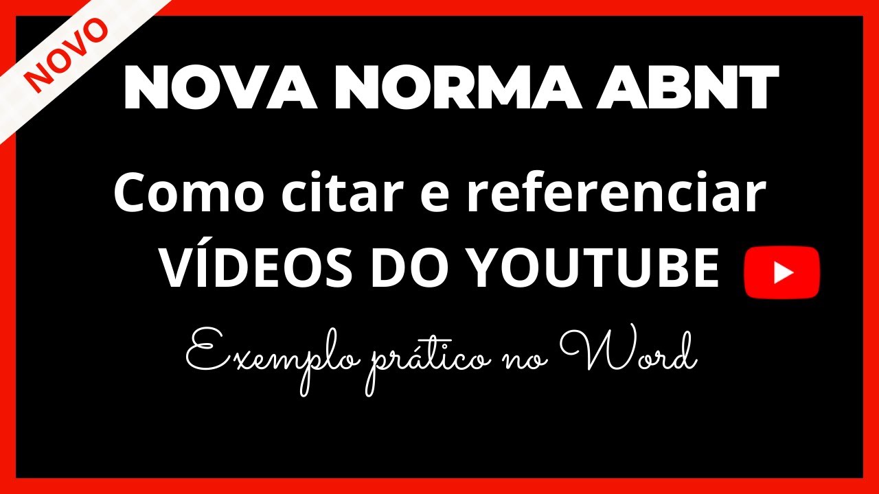 Como fazer CITAÇÃO e REFERÊNCIA de VÍDEOS do YOUTUBE na NOVA NORMA ABNT 2023/ Exemplo no WORD