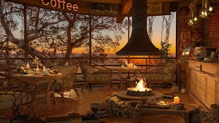 Cozy Cabin Coffee Shop Ambience ☕ Smooth Piano Jazz Music for Relaxing, Studying, Sleeping