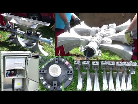 Sirenenmontage einer ECI 1200 auf einem Teleskopmast