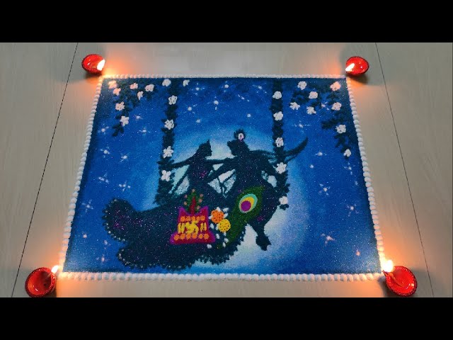 poster rangoli of radha krishna tulsi vivah special rangoli design by priya easy rangoli