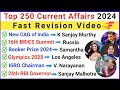 Top 250 Important Current Affairs 2024 Current Affairs 2024 Current GK 2024