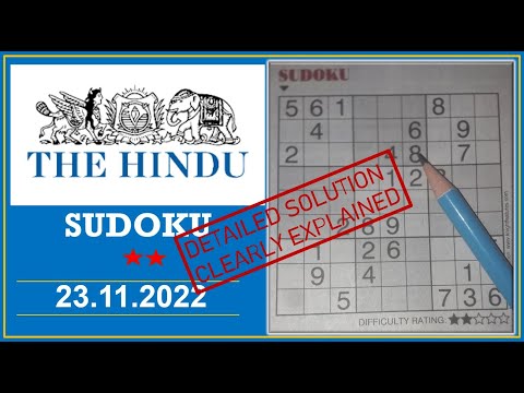 How to Solve 2 Star Hindu  Sudoku Nov 23,  2022 -  Step By Step Solution